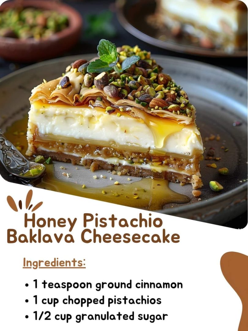 Honey Pistachio Baklava Cheesecake